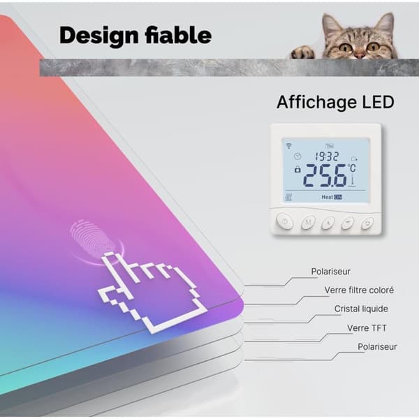 WiFi smart thermostat for electric underfloor heating - Advanced programming - Compatible with Alexa and Google Home - 16A current - HOME 16A