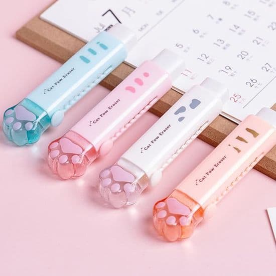 Suddgummi - Kattassdesign - 4 delar - Skolmaterial - Presentpapper