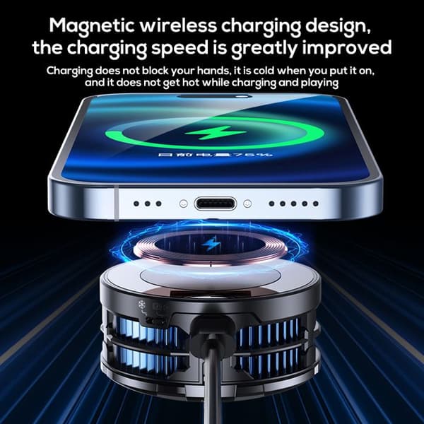 CX08 Mobiltelefonkjøler - 18W Trådløs Lader - Magnetisk Bakklips