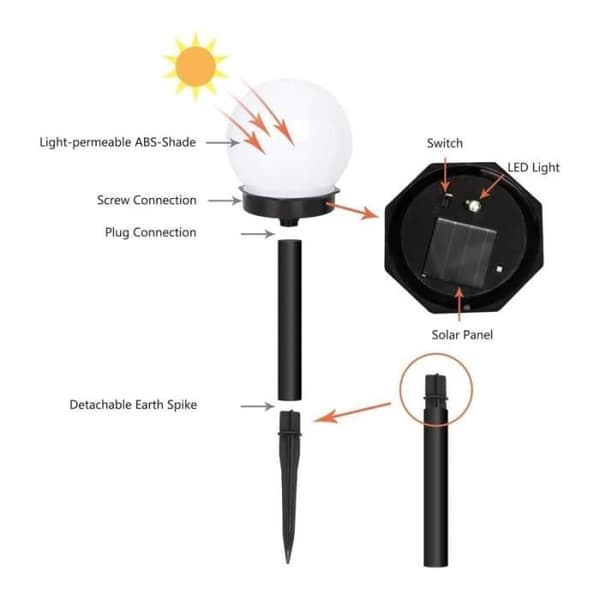 4st Solcellslampor Runda LED-lampor - Utomhusbelysning - Modern Design - Soldriven
