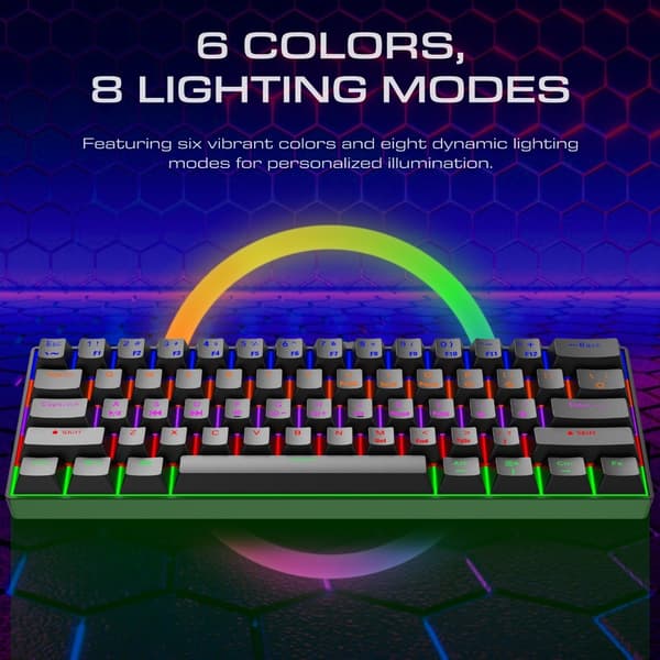 61-Key Wired Mechanical Keyboard with Mixed Light - Compact, Portable, and Customizable Black