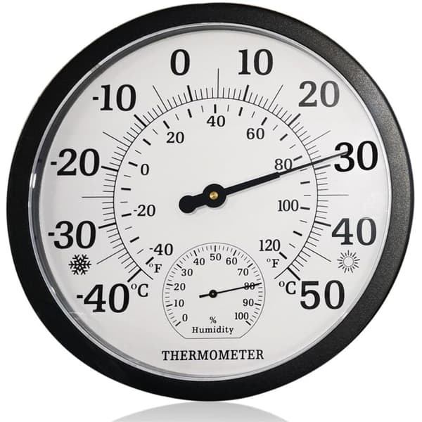 Suuri 2-in-1 sisä-/ulkolämpömittari - analoginen - 25,4 cm - kosteusmittarilla