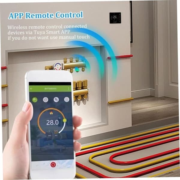Smart WiFi Thermostat. Weekly Programmable. Touch Screen Control/Mobile App/Voice Control. Alexa/Home Compatible. For 16A Electric Floor Heating (Black)