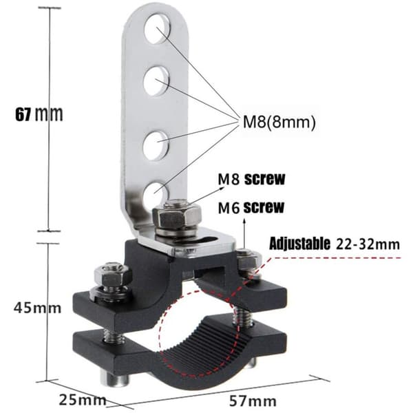Universal Mounting Bracket for Work Headlights 22-32 mm. Motorcycle Headlight Bracket. Front Fork Lamp Mounting Brackets (2 pieces)