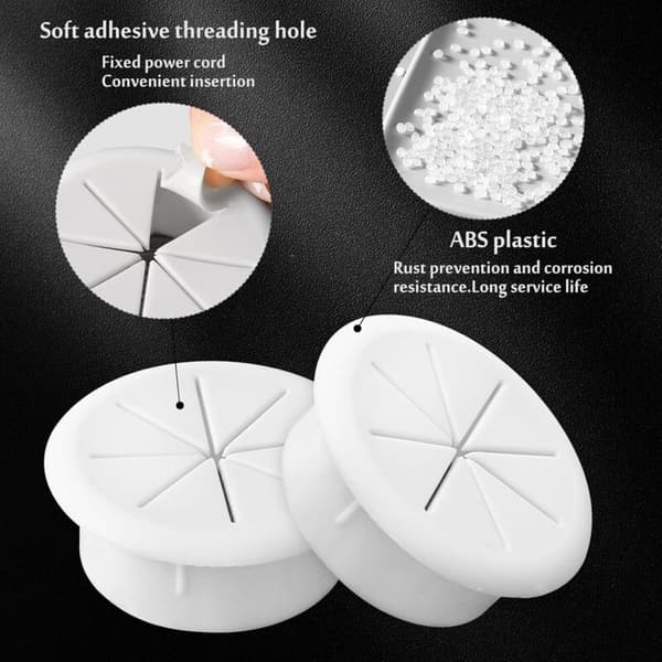 Plastic Cable Grommets. 4 Pieces 60mm Cable Thread Protector Cable Hole Grommets Desk Cable Grommets for Office Furniture Computer Desk White