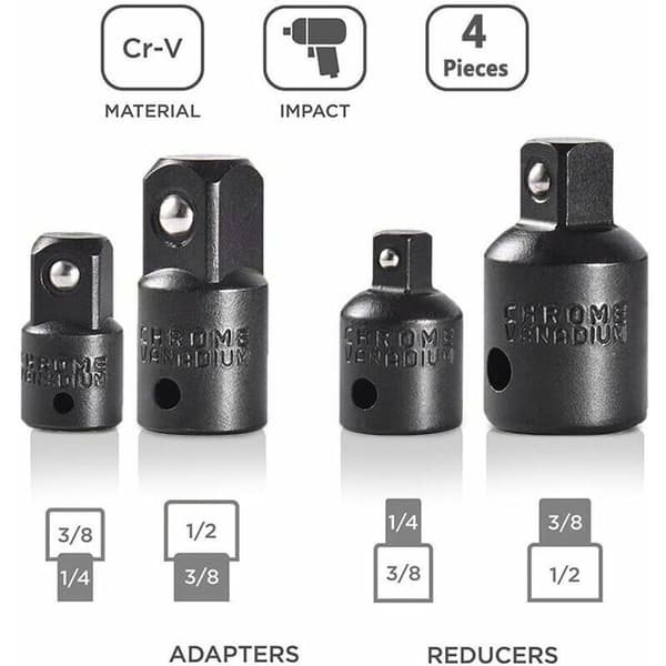 AIMOONSA 4-piece Ratchet Adapter and Adapter Set for 1/2\", 1/4\", and 3/8\" Sockets and Bits