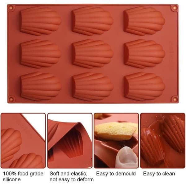 Madeleineform - Tefal - 3 Stykker - Silikone - 9 Hulrum - Non-stick