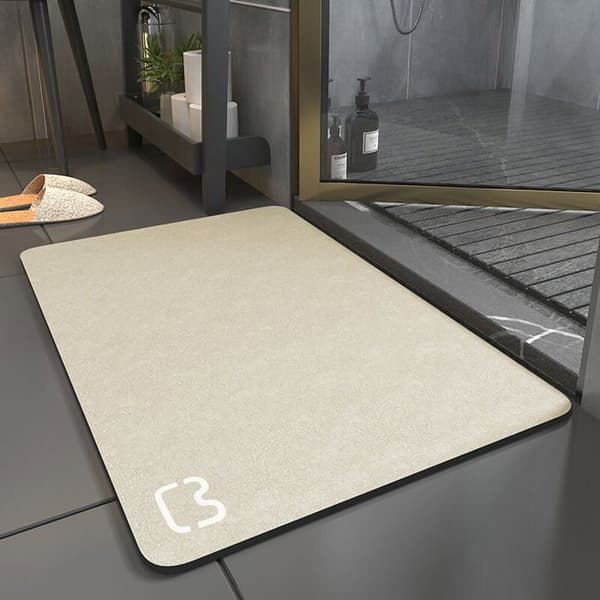 Diatomit Absorberende Hurtigtørrende Skridsikker Bademåtte, Beige - 40*60cm