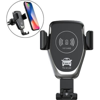 Qi Rask Trådløs Billader, Luftventilmontert Telefonholder, 360° Roterende Magnetisk Billader for iPhone