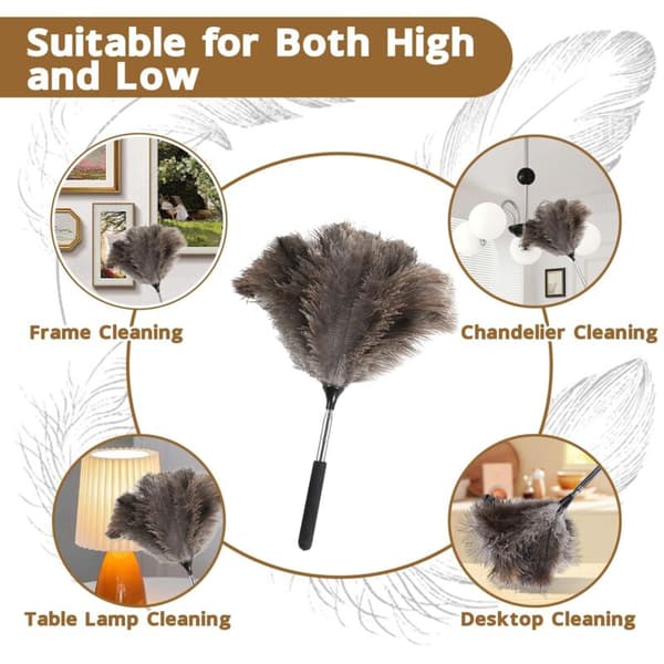 Extendable Telescopic Ostrich Feather Duster - Easily Clean High Ceilings and Cabinets (115 cm)