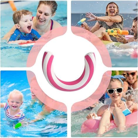 Pink oppustelig bue pool flyder. Holdbart og sikkert PVC-materiale. Et must-have til sommer sjov.