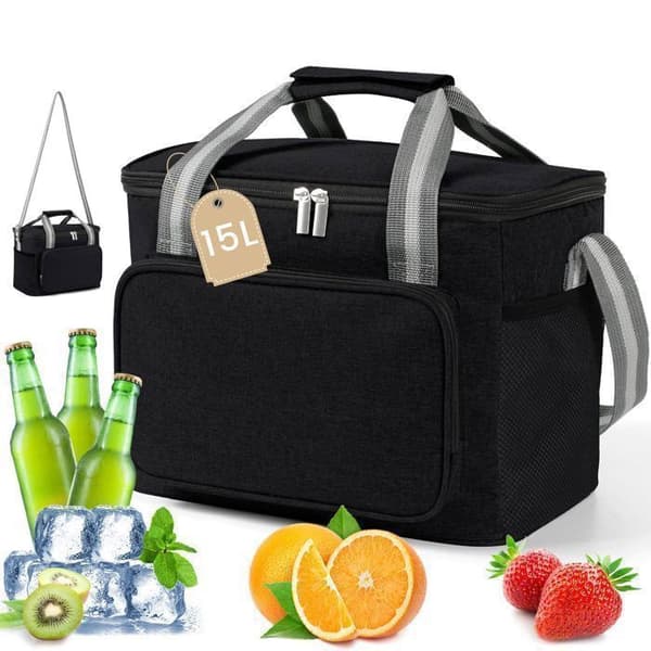 Isoleret taske - 15L - PEVA - Sammenfoldelig - 31x19x23 cm - Sort