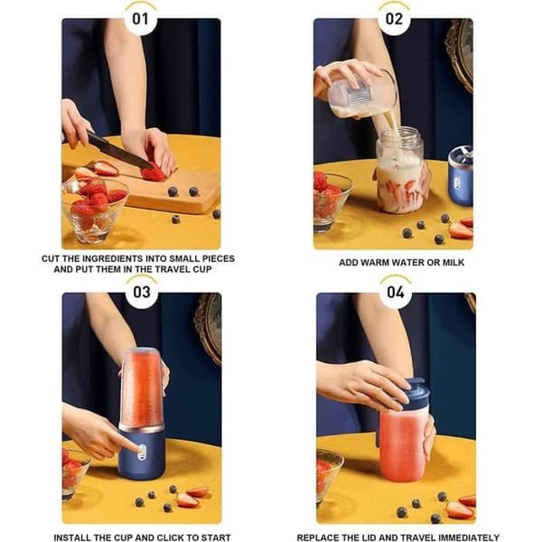 Bærbar Miniblender - 400ml - USB - 200W - Blå