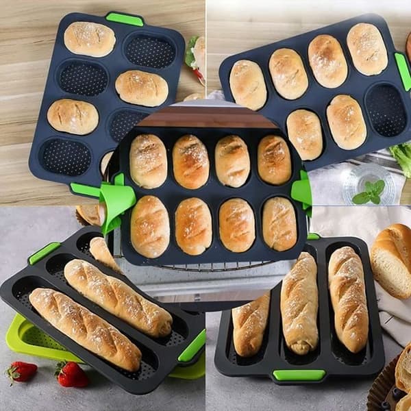 Muffinsformer - MARSEE - Baguette Bakeplate - Non-Stick Silikon - Grå - Matkvalitetsresin