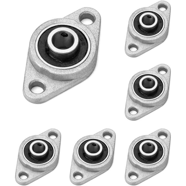 6 stykker KFL08 flangelejer. 8 mm lejehus. Zinklegering. Til 3D-printere.
