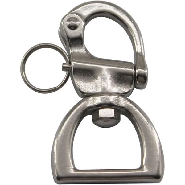 Sett med 2 hurtigutløsende svingbare karabinkroker i 304 rustfritt stål for seiling, yachting og strikket webbing. 77 mm