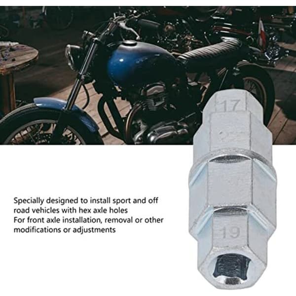 Motorcycle Hex Axle Tool. Front Wheel Axle Hex Adapter. Multifunctional Hex Spindle Adapter 17mm, 19mm, 22mm, 24mm (Silver)
