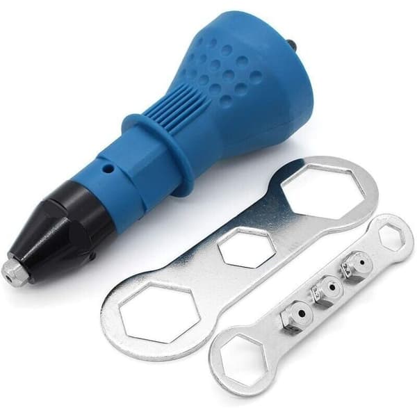 Cordless Rivet Gun Electric Drill Tool Kit Rivet Adapter Nut Insert Hand Tool Accessories Black (Blue)