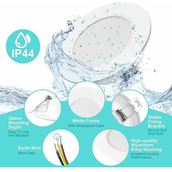 6W Infällda LED-spotlights - Varmvit - 6-pack - IP44 för badrum
