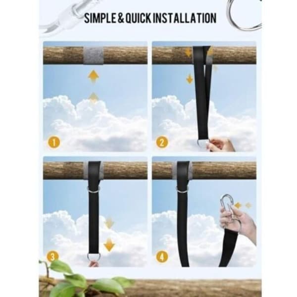 AIMOONSA Tree Swing Strap. Extra Long 158 cm Hammock Tree Straps with 2 Lockable Carabiners and D-rings. Hammock Support and Attachment.