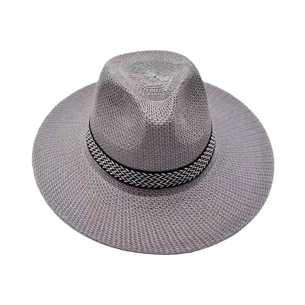 Herr Dam Vikbar Strå Panama Stil Solhatt Sommar Slapp Hatt, Strand S7B2 grey one size