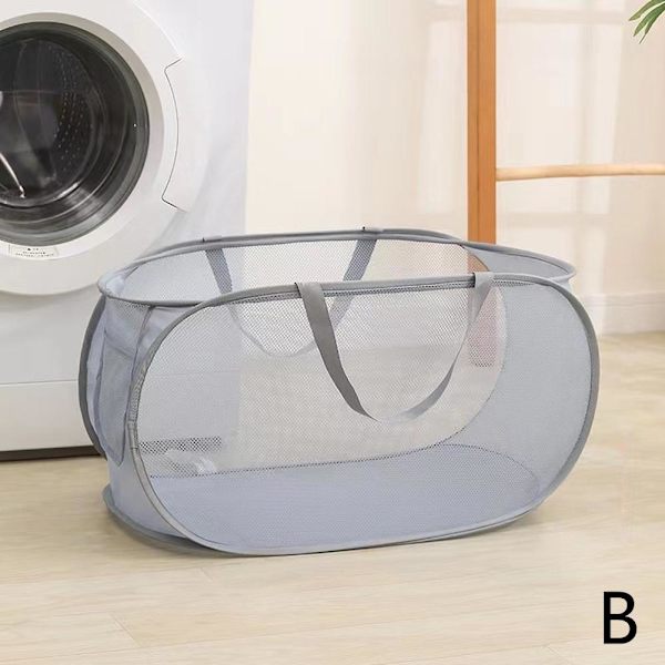 Transparent Mesh Tvättkorg Bärbar Smutsig Leksaksförvaringskorg Tvättkorg Ihålig F7c6 white 1set