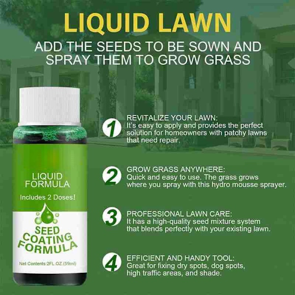 Flytande grässpray för trädgården Hydro Mousse Hushålls Grässkotta Odla Gräs S9W3  59mlA One-size 2pcs