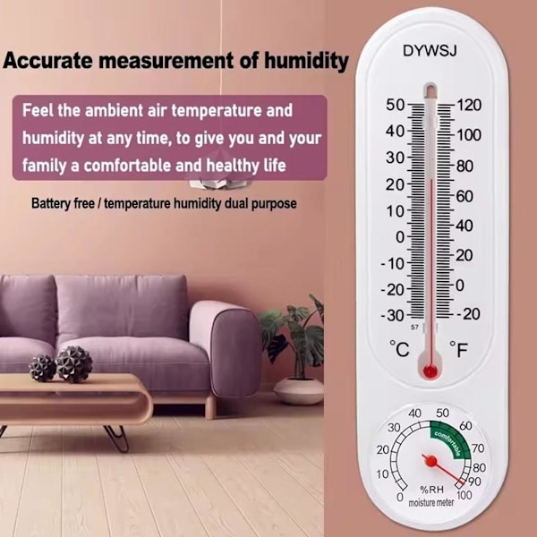 Generisk Inomhus/Utomhus Termometer Hygrometer - Exakt Temperatur- & Fuktighetsmätare för Växthus, Hem, Kontor - Digital Display - Bat