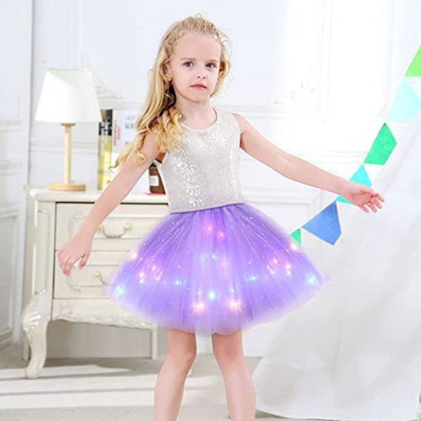 Mode Tutu Kjole Stjärn Paljett Ljusande Kjole Kreativa Ljusremsor Led Kjole B6p9 Blue One size