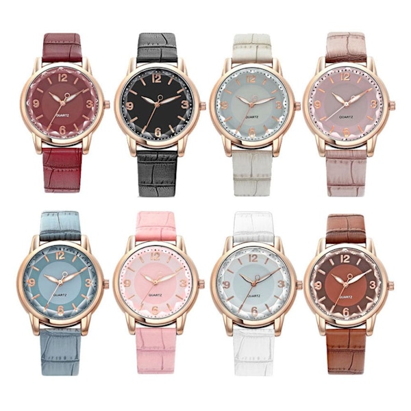 Nytt Mode Casual Dam Quartz Klocka PU Läder Färg Armband Flicka Urtavla Klocka Studentpresenter O0X5 Blue One size