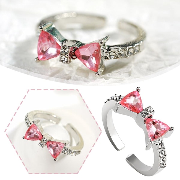 Rosa Kristall Zirkon Rosett Justerbara Ringar Dam Mode Smycken Bröllop C5 T4M4
