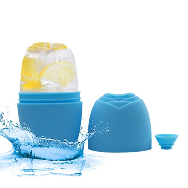 Silikon Isrulle För Ansikte Ögon & Nackmassage Ta Bort Porer Cirkel Krympa I5R9  blue 1pcs