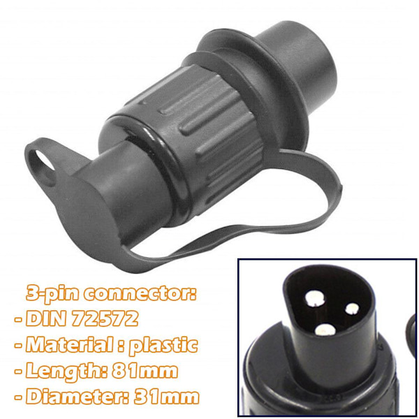 Släpvagn Traktor Kontaktdon 3-Pin 12V 24V Jordbruksmaskiner Skogsbruk UK BlackB socket