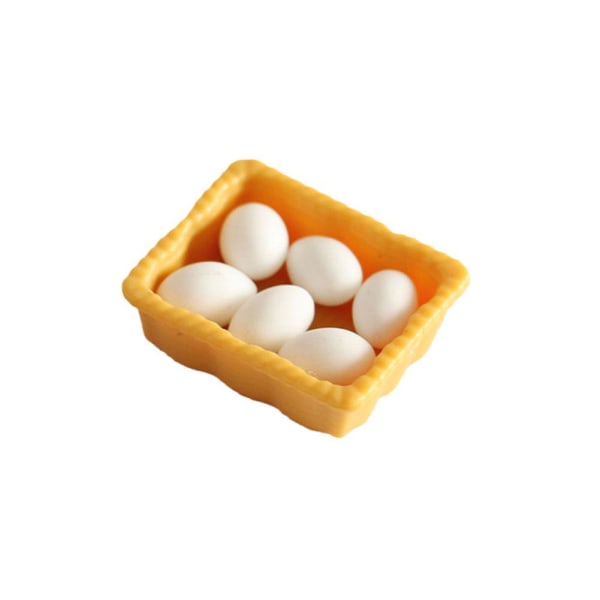1x Ägg med bricka Dockhus Miniatyr 1:12 Köksmat Ingrediens C one-size
