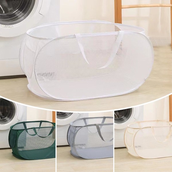 Transparent Mesh Tvättkorg Bärbar Smutsig Leksaksförvaringskorg Tvättkorg Ihålig F7c6 grey 1set