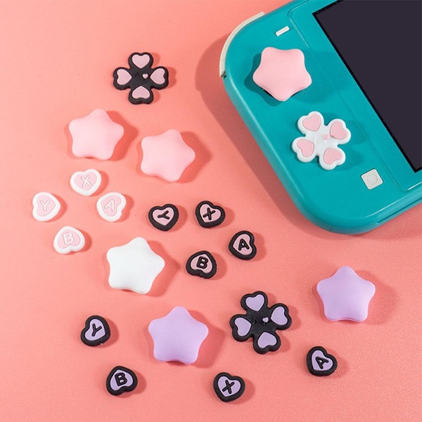 1 set med stjärn- och hjärtknapp-dekaler för Switch 2 D9U7 Colorful 1set