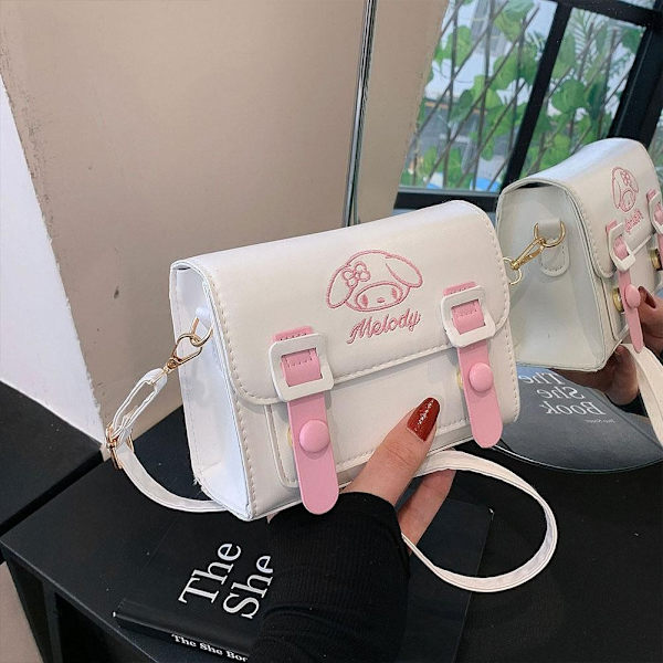 Fyrkantig väska i collegestil för damer, anime, söt Jk-mode, trendiga axelväskor, väskfärg ny D9c8 white&pink one size