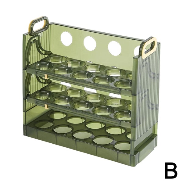 Vändbar Ägg Kylskåpsorganisatör 20/30 Kapacitet Klar Förvaring Kylskåp/s N8X8 greenB three-tier