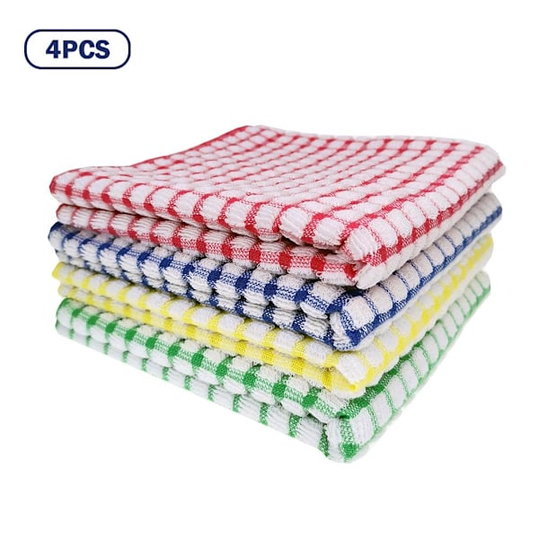 4 st Köksdukar 30x30cm Bomull Kök Tvätt Disktrasor Set S7O7