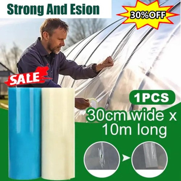 Extra Stark Polytunnel | Reparationstejp för växthus | Polyeten | Klar eller Blå UK transparent 30cm*10m