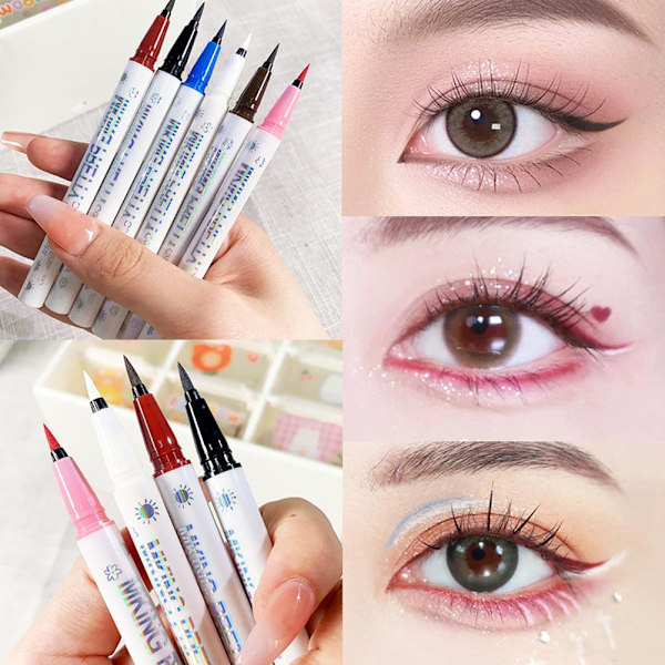 Färgglad Flytande Eyeliner Penna Makeup Vattentät Långvarig Matt Eyeliner P O9F6 04 # Wine Red 1.5g