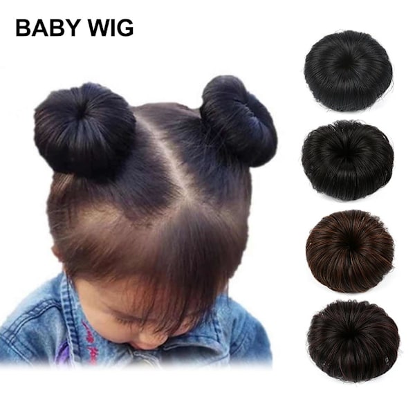 1 st Mode Söt Peruk Hårspännen För Barn Håraccessoarer Barns Köttbulle Huvud Peruk P1O8 black 1pc