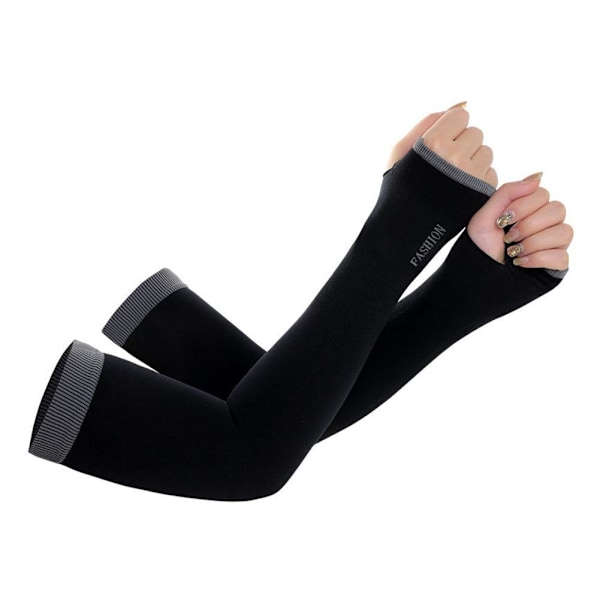1 par UV-skydd Kylande Arm Sleeves Halkfria Is Silke Armskydd för. black 1size