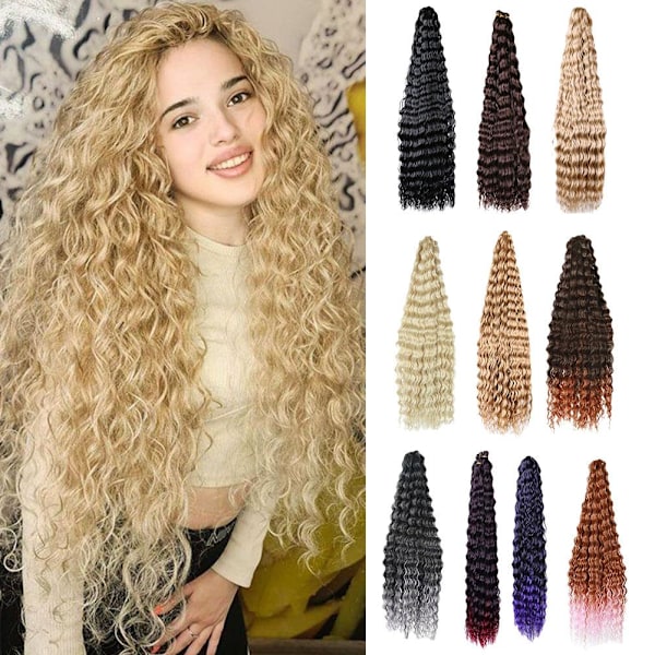 30 tum lång Deep Twist syntetiskt hår Deep Curly Hair Extension. T1B BUG onesize
