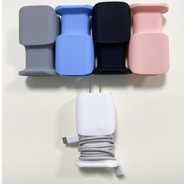 2-i-1 Silikonskydd för Laddare med Sladdvinda - Datakabelvinda, Anti-brottskydd för USB-C Snabbladdningskablar, Passar 18W/20W/25W Gray 1pcs