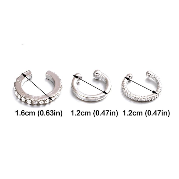 3st/set Dam Legering Örhänge Öronmudd Brosk Icke U4U7 W2I5 V3N1 ∫σ R6C4 Silvery B