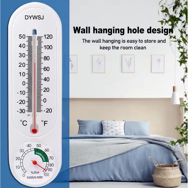 Generisk Inomhus/Utomhus Termometer Hygrometer - Exakt Temperatur- & Fuktighetsmätare för Växthus, Hem, Kontor - Digital Display - Bat