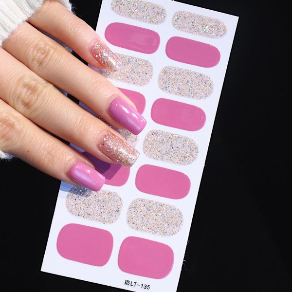 Glitterpulver Nagelsticker färggradient hopp vattentät finge LT-136 16pcs