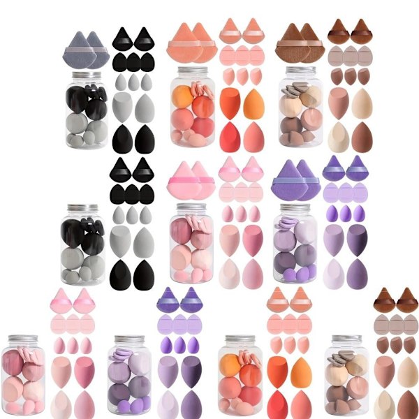 14 st Driftflaska Puff Set Vattendroppe Gourd Diagonal Skuren Puff Smink Ägg Set brown 14pcs