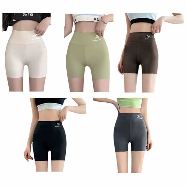 Åtsittande byxor för mage och höftlyft, anti-genomskinliga yoga-leggings i is-silke, sömlösa träningsbyxor för damer, yoga-shorts black M